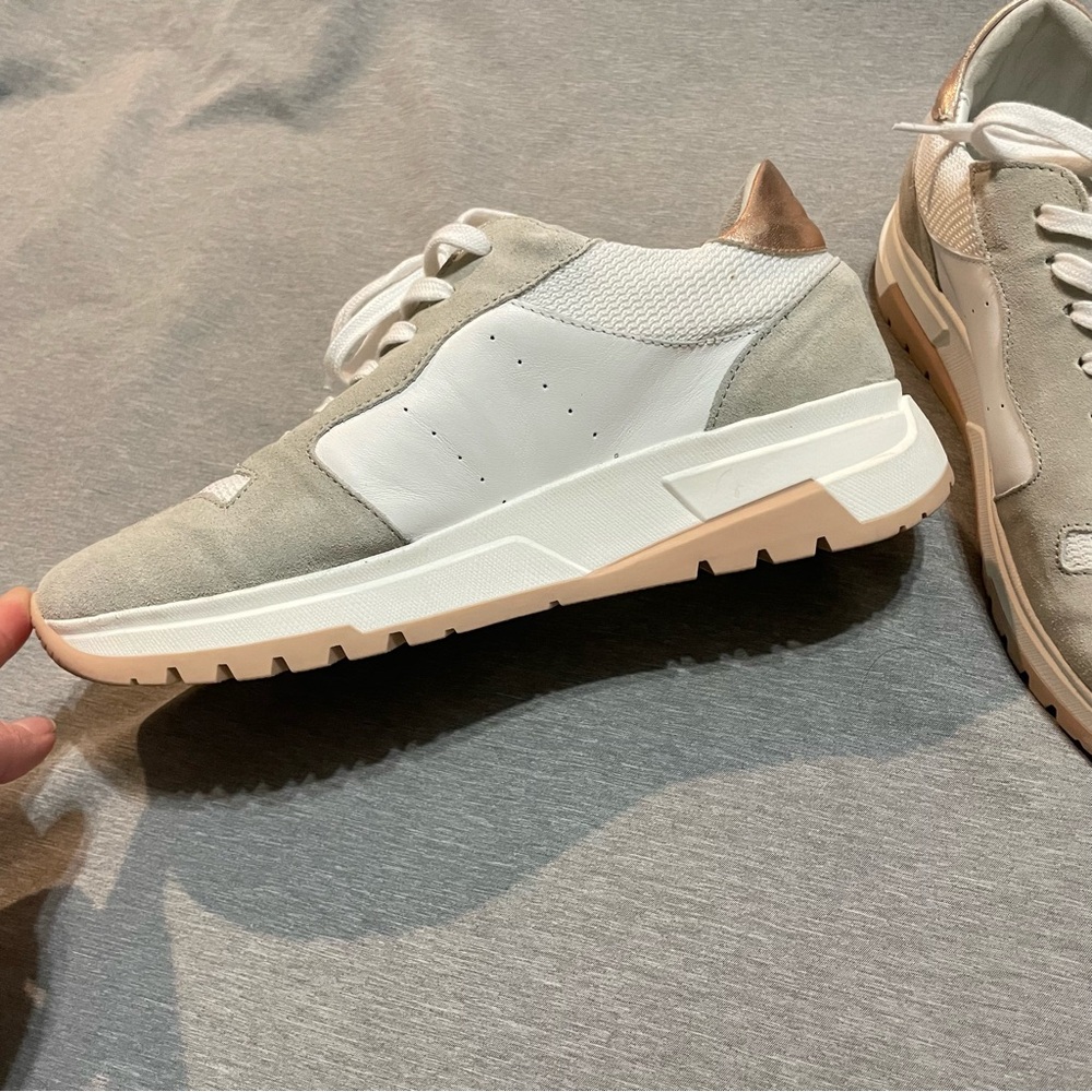 PAIGE Mila Runner Sneakers Grey Suede Leather Platform Trainer Size 8.5 - Picture 6 of 11